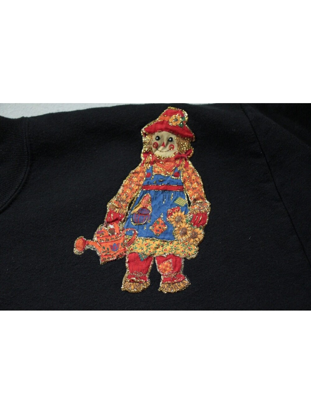 Women's Vintage 90s Fall Autumn Sweatshirt JERZEES Applique Pumpkin XL - Picture 5 of 9